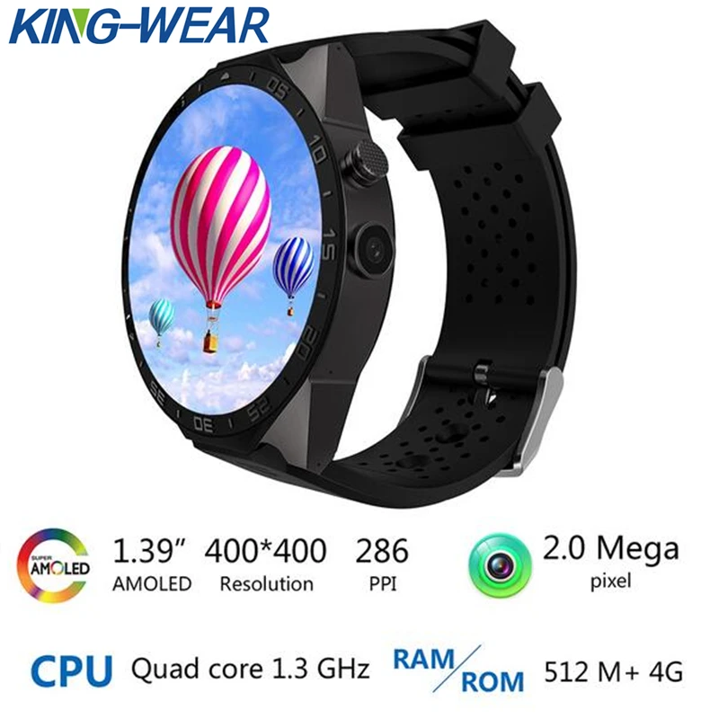 

KW88 Bluetooth Smart Watch Android 5.1 OS 1.39' Amoled Screen 3G wifi Wireless Smartwatch Phone with free Bluetooth earphone