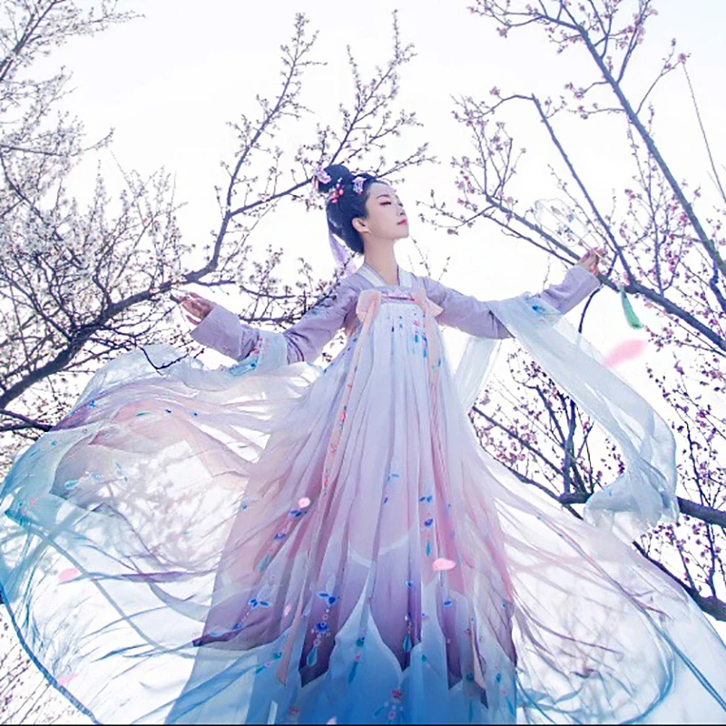 Новые модные Hanfu Женский юбка Феи ретро диких ежедневное улучшение китайский Стиль свежий элегантный Ци грудь производительность Костюмы