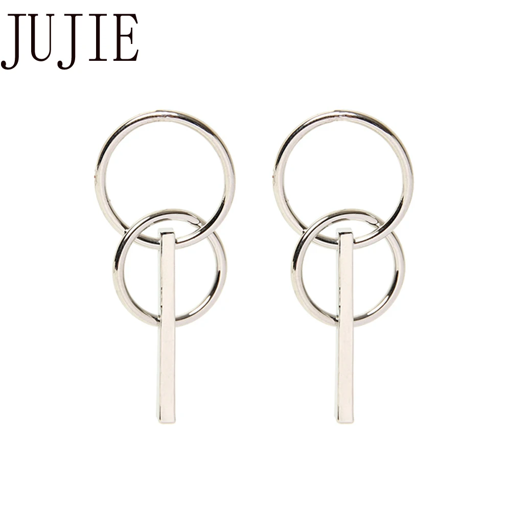 Double Circle Stud Earrings For Women Fashion Jewelry Geometric Round Earring