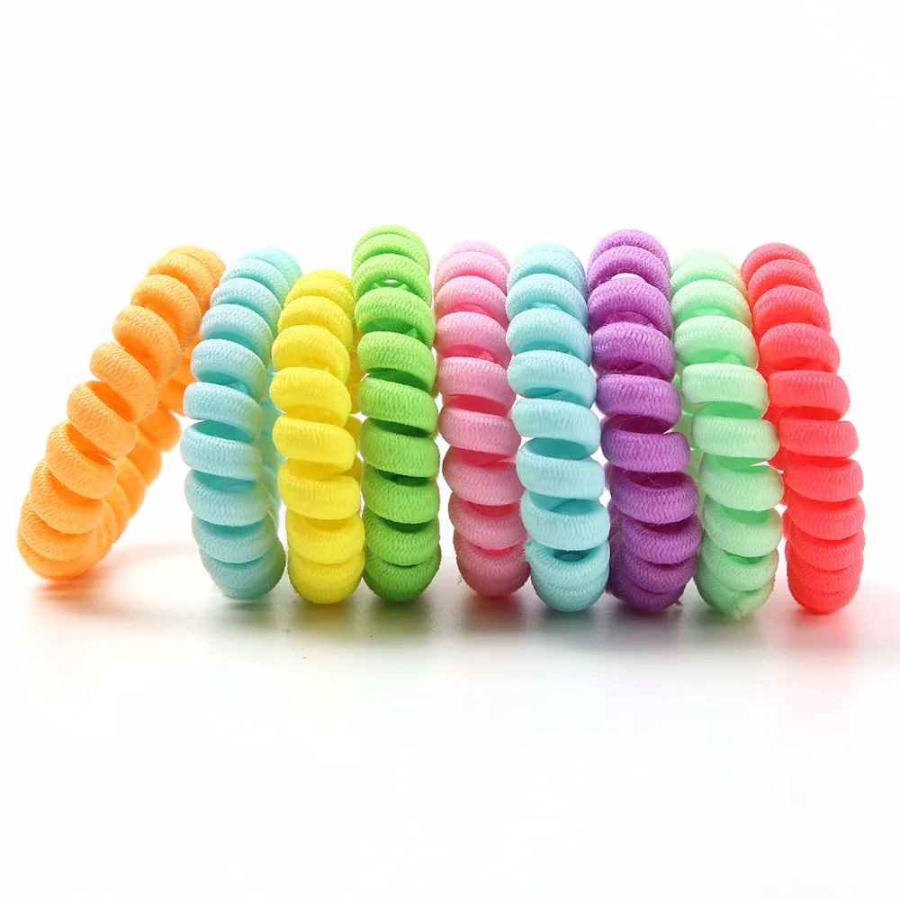 10pcs High Elasticity Telephone Coil Hairbands Women Spiral Hair Ties