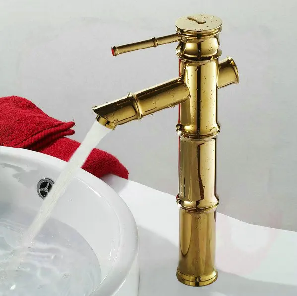 Fashion Golden Polishd Bamboo Style Bathroom Basin Faucet Sink Mixer Tap grifos | Обустройство дома