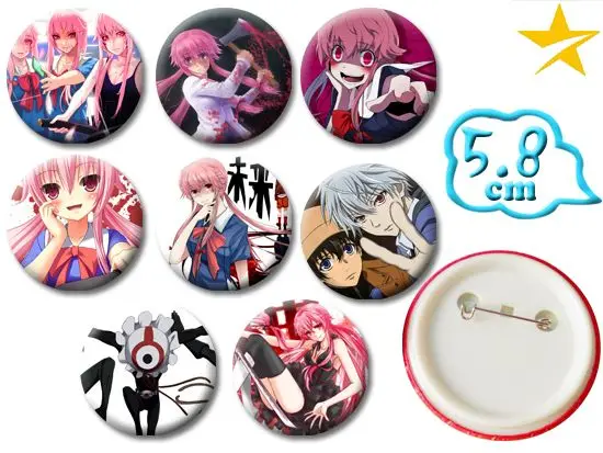OHCOMICS 8 шт. Mirai Nikki дневник будущего Yandere с Юно гасай ПВХ боты значки круглой гайкой