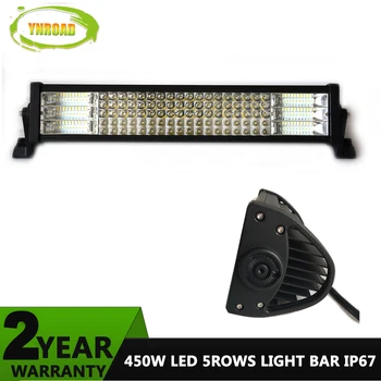 

YNROAD 450w 25inch Tri-Row+5rows Led Light Bar work light Driving Offroad Light combo for fishing truck boat 4WD SUV ATV