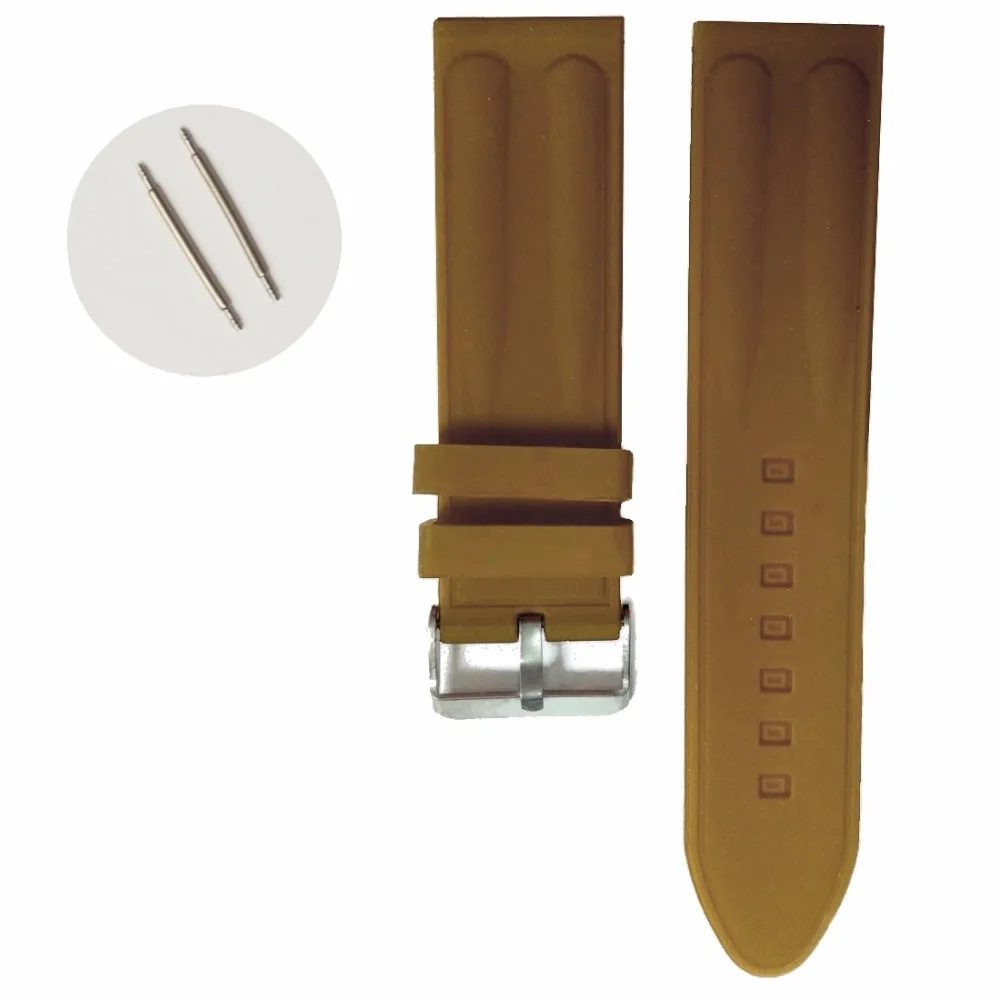 

24mm Classic Brown Silicone Jelly Rubber Lady Men Watch Band Straps WB1218S24JB