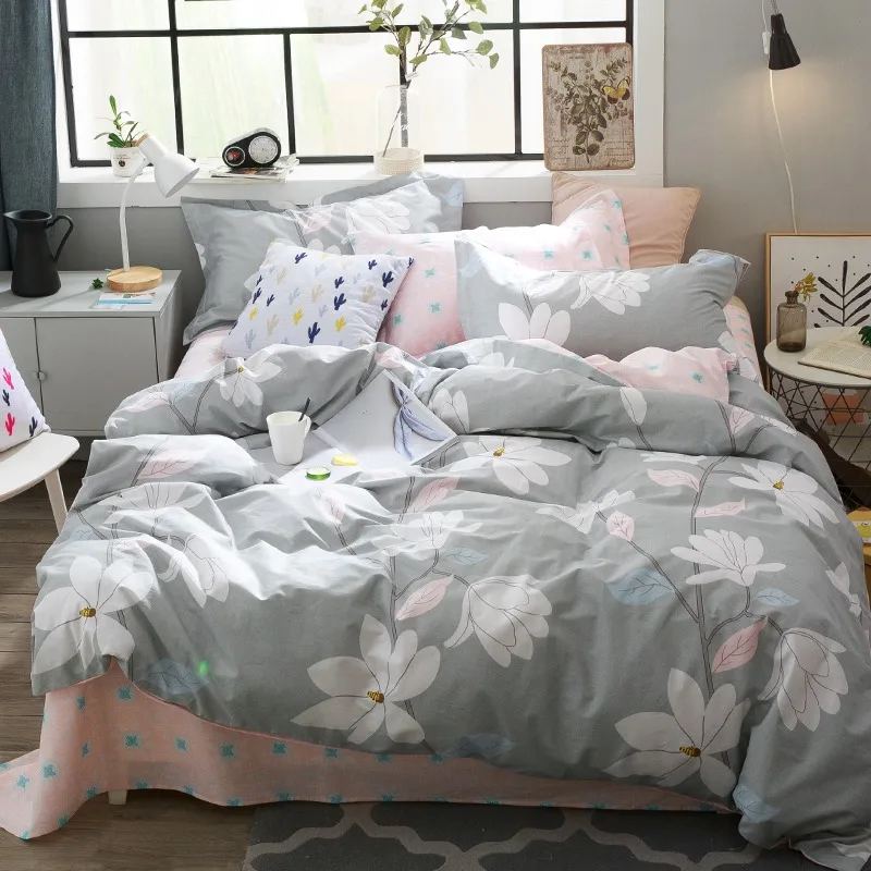 TUTUBIRD gray floral flower bedding set pastoral princess style duvet