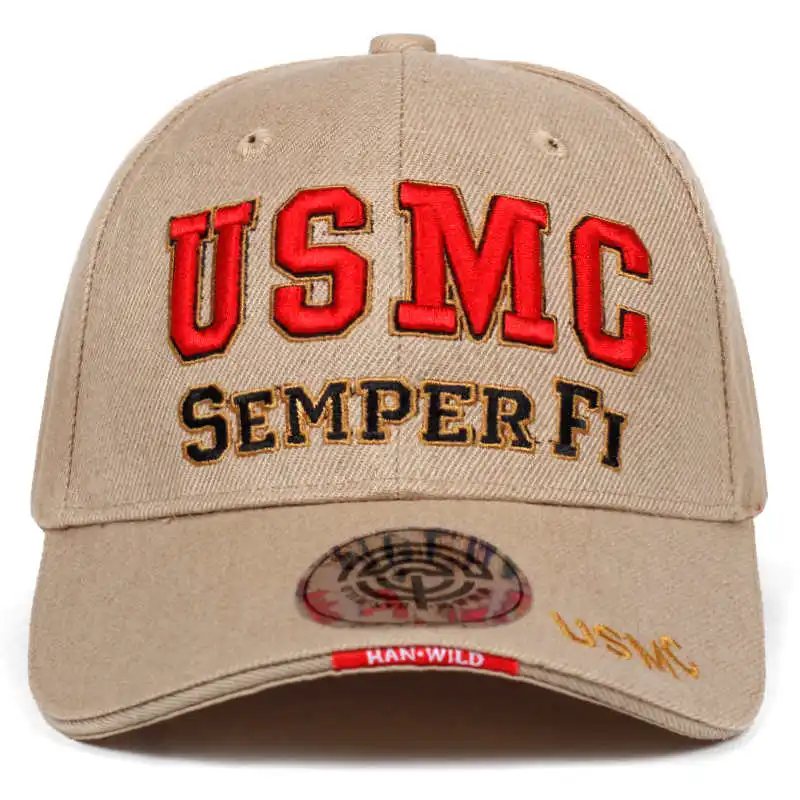 Новинка, USMC, вышивка, Корейская бейсболка, хип-хоп версия, индивидуальная Кепка, Регулируемая Кепка для папы, уличная, для отдыха, солнцезащитные шапки - Цвет: Шампанское
