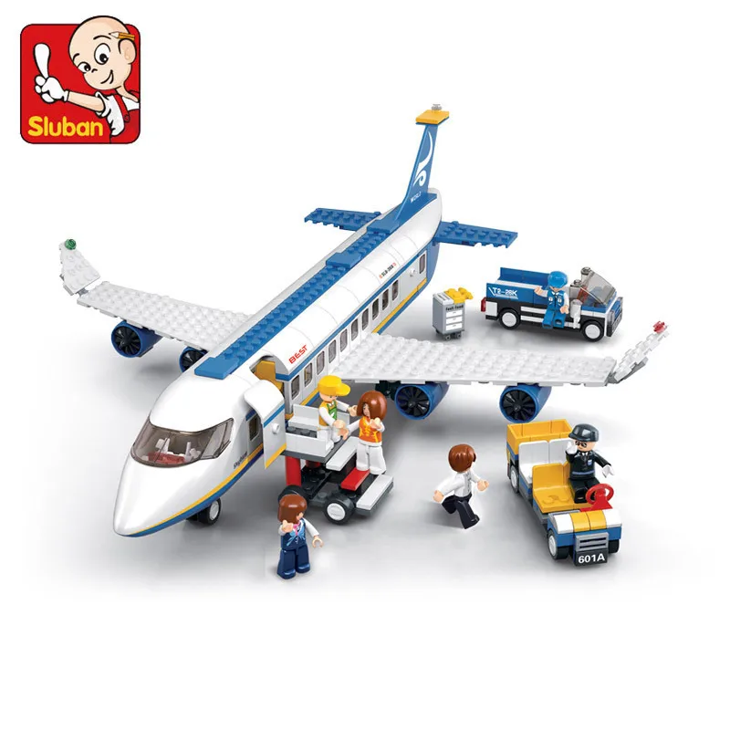 

Sluban Blue Airbus Airplane Model Building Blocks 483pcs/set DIY Educational bricks toys Compatible with Lego