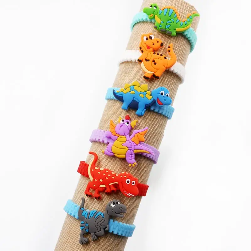 6 шт. вечерние резиновые браслеты в виде динозавра для вечеринки в честь Дня Рождения в тропическом стиле, Детские вечерние украшения в стиле джунглей