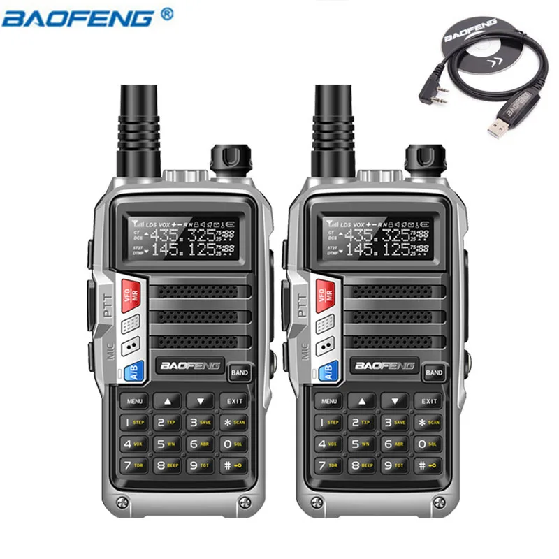 2 шт. BaoFeng UV-S9+ usb кабель мощная рация CB радио трансивер 8 Вт 10 км большой диапазон портативный Радиоприемник набор для леса и города