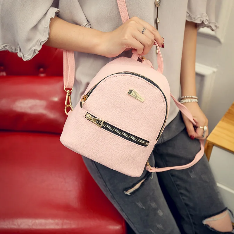 New Women Backpack Pu Leather Mini Travel Rucksack Women's Schoolbag