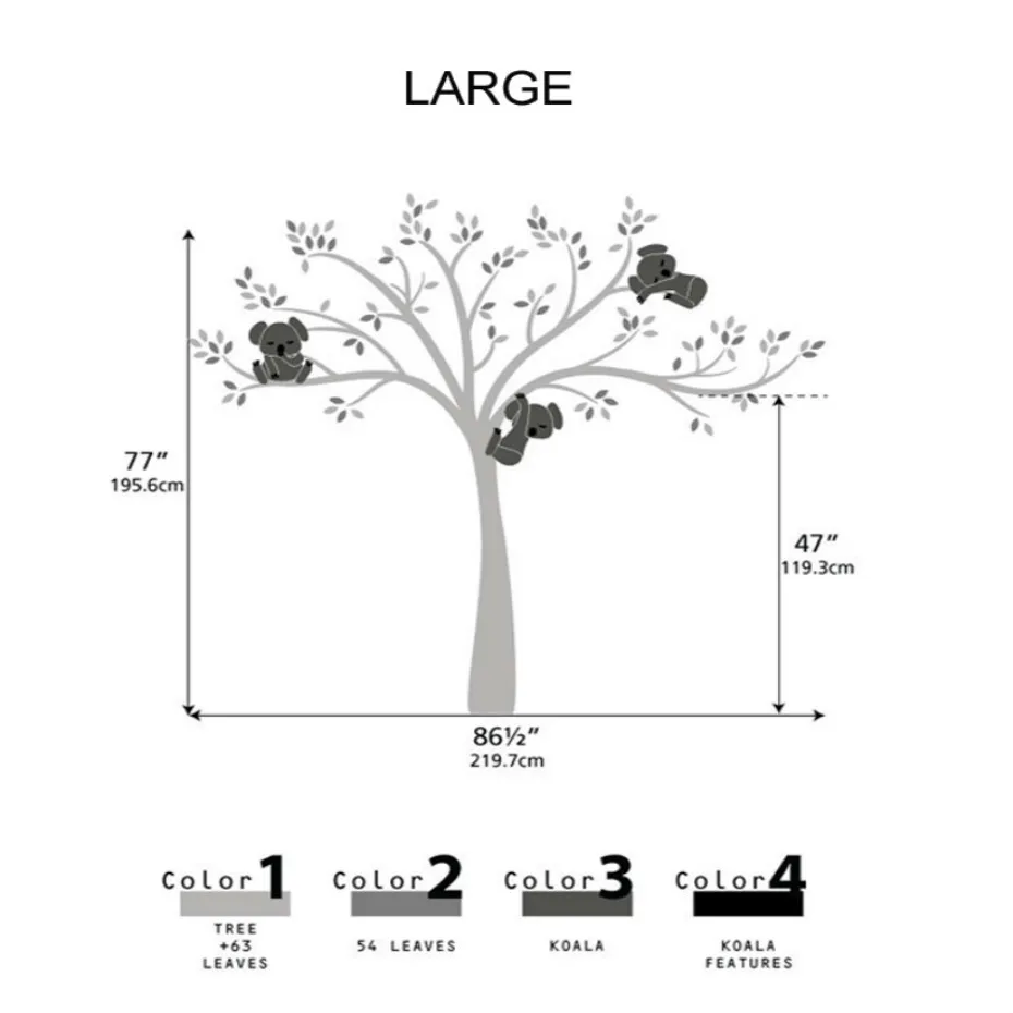 Семья Коала на белой ветке дерева винилы стены стикеры s детские наклейки Искусство съемные настенные детские комнаты стикеры домашний декор