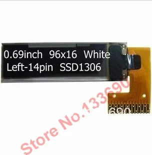 

2pcs 0.69 inch OLED Display with 96x16 Resolution and white backlight 14pins Bending.Interface IIC,SSD1306 NEW