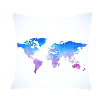 

World Map Drawing Style Customized Cotton Linen Square Throw Pillow Case Decorative Cushion Cover Pillowcase 18x18 Inch