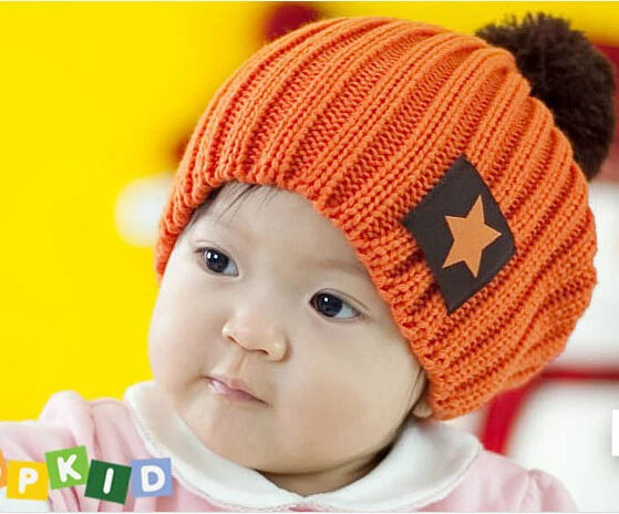 

2015 Best Selling Fashion Five-Star Children Winter Hats Knitted Cap Cute Baby Kids Hat 6 month -4 years old 4 colors