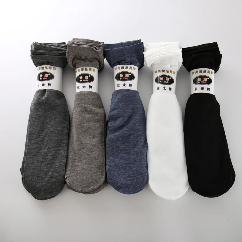 Chaozhu, мужские летние носки, 10 пар/Лот, повседневные, бизнес, прозрачные, для ног, подарочные носки, тонкие, дышащие, мерсеризованный хлопок