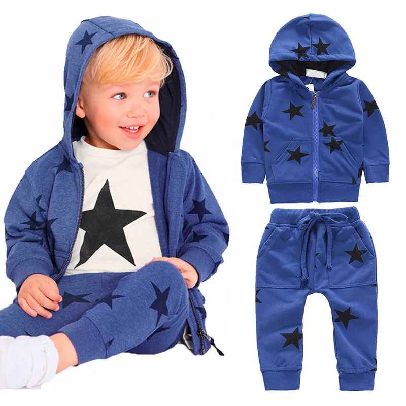 2Pcs/Sets Kids Newborn Baby Boys Clothes Coat Hoodie Top Sweatshirt