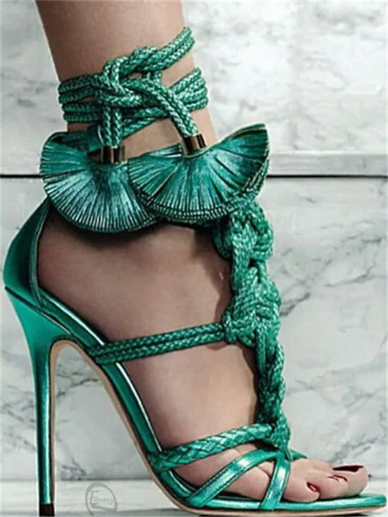 Charming Purple Rope Braid Knot Strappy Leaf Lace Up Sandals High Heels Cross Tied Gladiator Sandals Women Shoes Woman Sandalias (12)