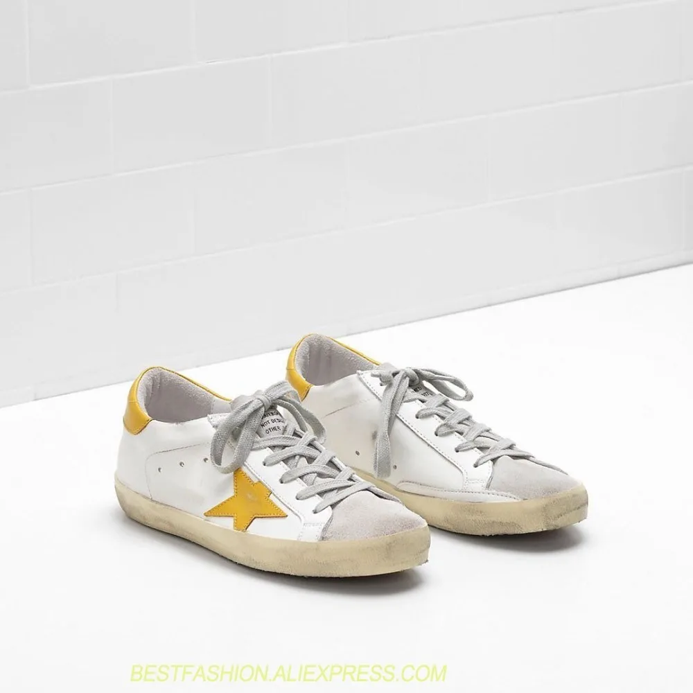 

Leisure Casual Shoes Street Style Genuine Cow Leather Sneakers Star Fashion White Shoes Round Toe Do Old Dirty Shoes Lace Up