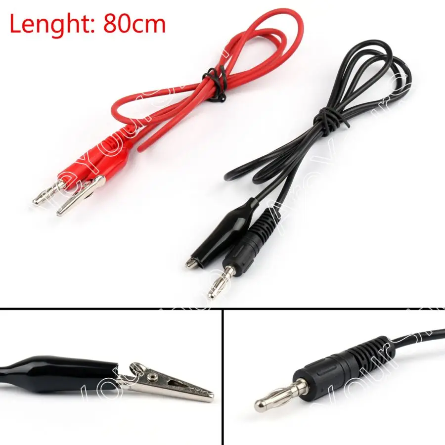 

Areyourshop 10Sets 20pcs 80cm Test Cable Copper Banana Plug Male To Alligator Clip Red Black Crocodi