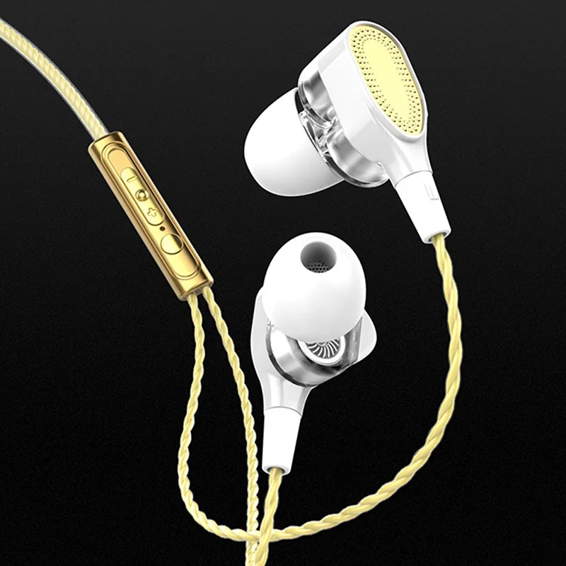 

Phone Earphone Wired Dual Driver Unit Earbuds Bass Sound Headphones with Microphone Gaming Headset 3.5mm In-Ear Sports Earphones