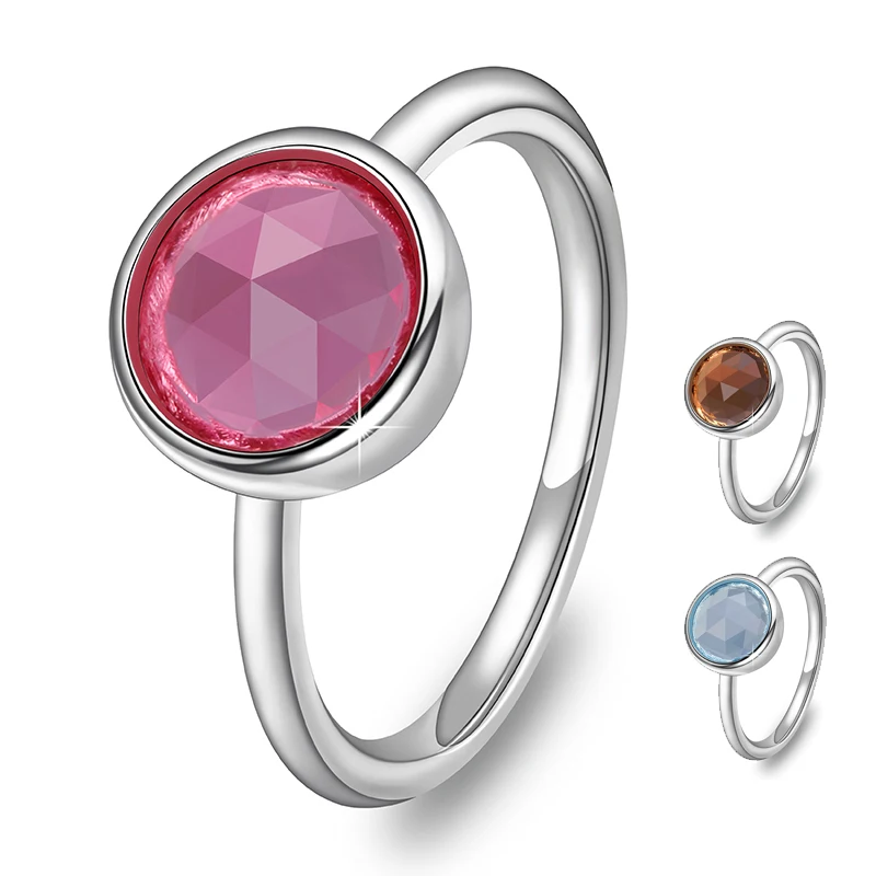 New Arrivals Silver Ring Holes Round Big Rhombohedron Crystal Exquisite Gift For Women Girls Fashion Jewelry Accessories | Украшения и