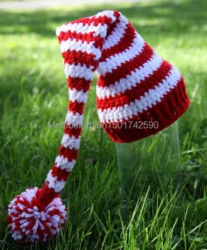 

New hot sale Christmas gifts baby hat long tail handmade crochet photography props