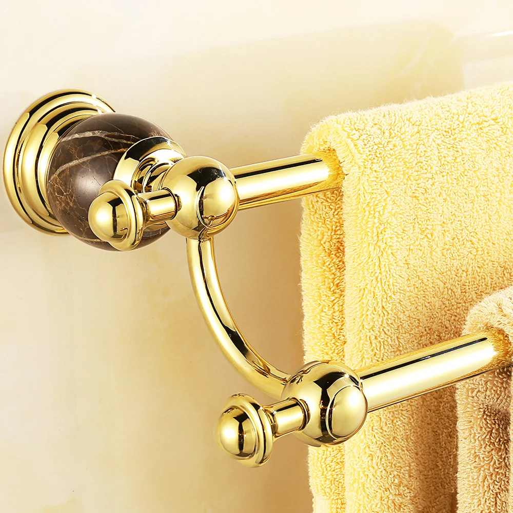 European Gold Brass Bath Towel Rack Wall Kitchen Polished Towel Holder