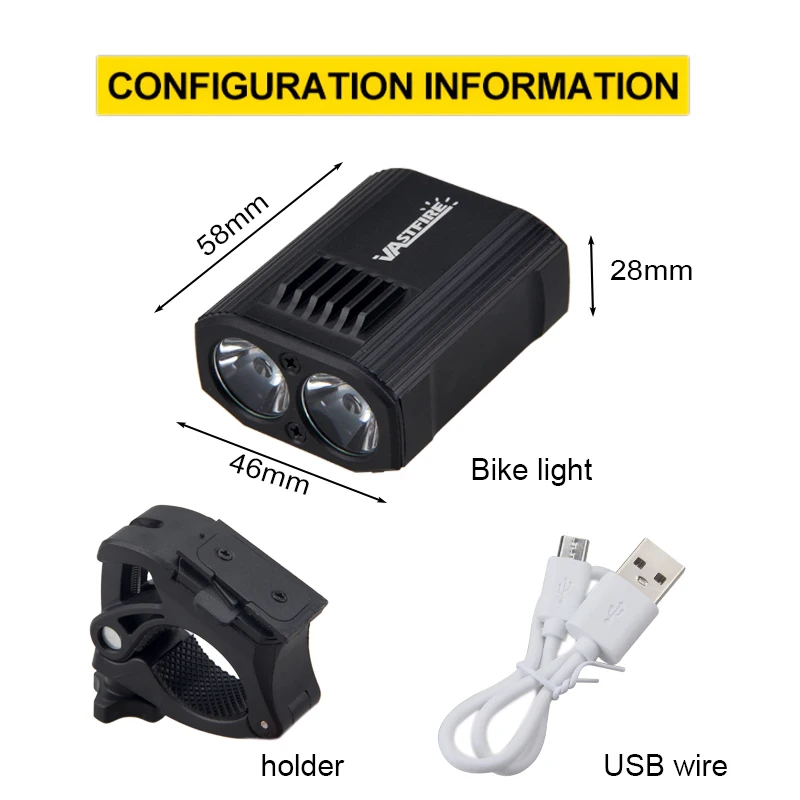 Top Waterproof USB Rechargeable Bike Light 5 Light Modes MTB Cycling Light Built-In Battery Bicycle Lamp for Safety Night Cycling 5