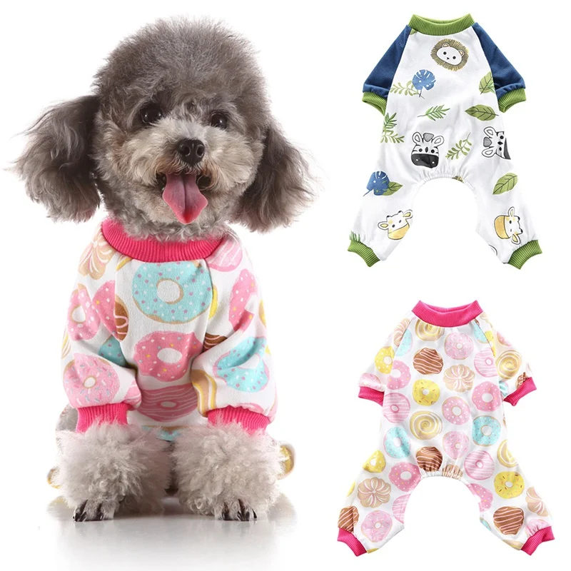 

Pet Dog Pajamas Cartoon Homewear Puppy Apparel Jumpsuit All Seasons Cotton Romper