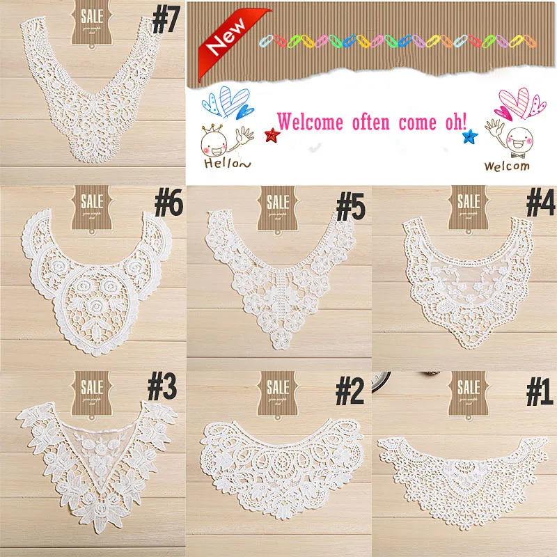 

3 Pc Free Shipping New Arrival Fashion Lace Collar ,cotton Lace Craft Sewing Neckline Collar Applique Trims RS404