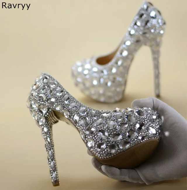 Wedding Shoes Diamond woman high heel bling bling crystal shoes
