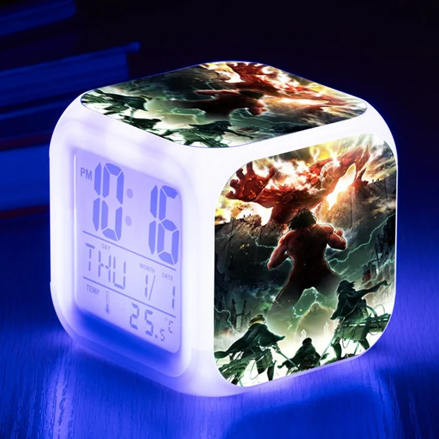 Kids wekker Gift Alarm Clock Cartoon Attack On Titan3 digital Alarm