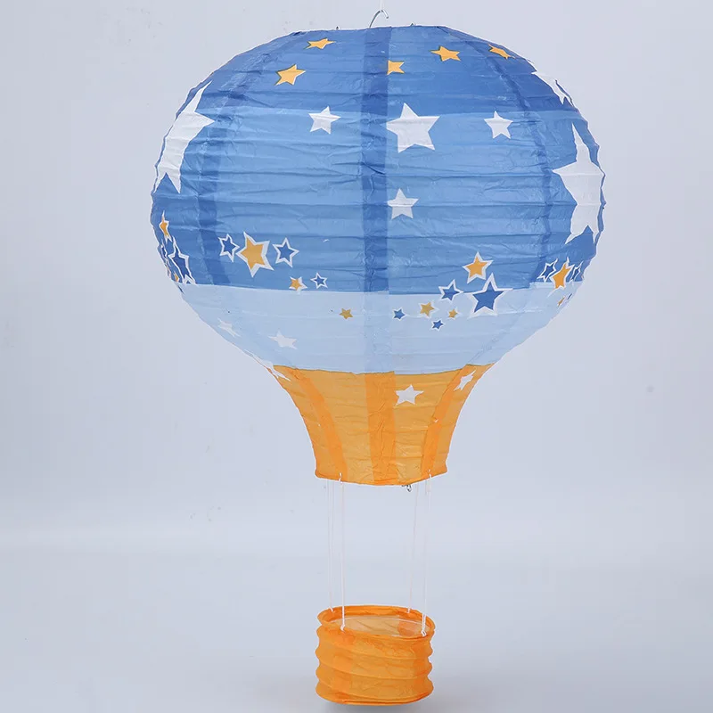 30cm 40cm hot air balloon chinese lantern rainbow heart striped printed lampion babyshower birthday wedding party decorations - Цвет: Blue Star