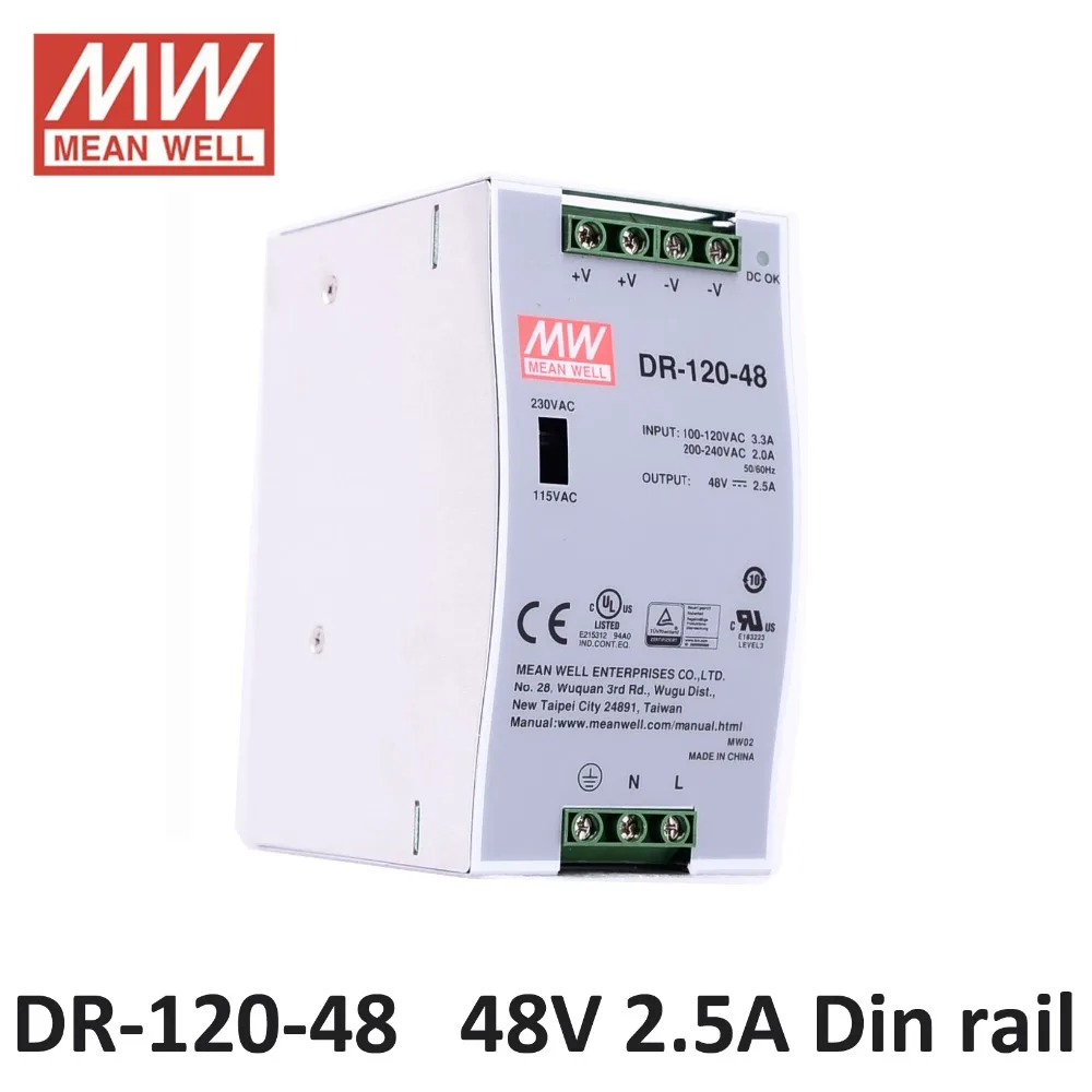 Din rail Power supply 48V DC 2.5A 120W MEAN WELL DR 120 48 Power Supply ...