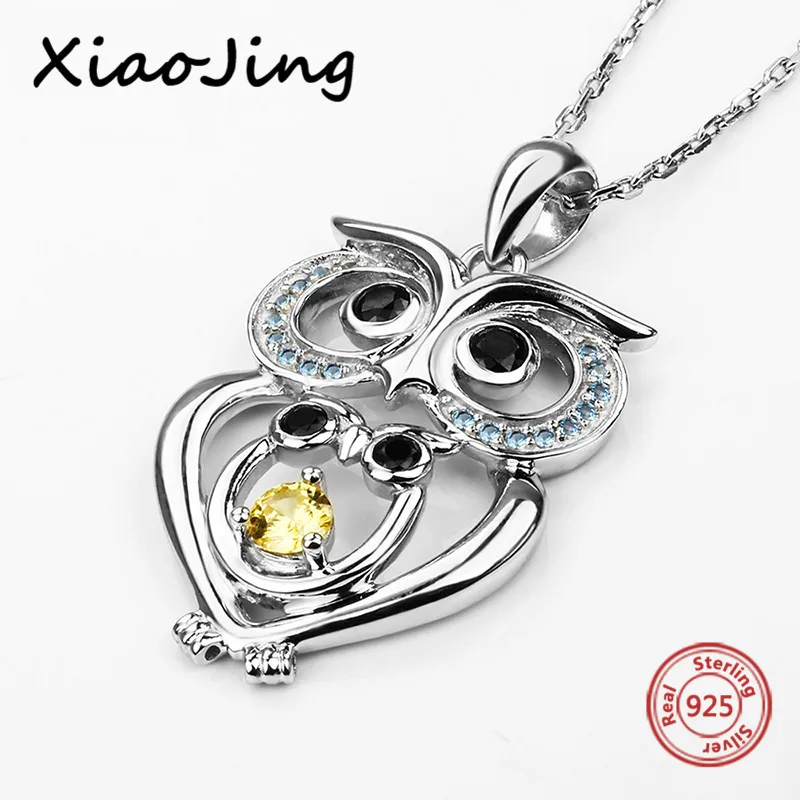 

2018 100% 925 sterling silver cute animal owl chain pendant&necklace with Zirconial diy fashion jewelry making for women gifts