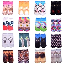 New 3D Printed Cotton Skeleton socks Bone short Women socks Terror novelty socks Animal cat Cute