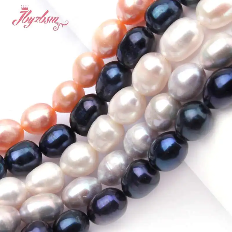 

8-9mm Oval Cultured Freshwater Pearl Stone Loose Beads For DIY Necklace Bracelets Jewelry Making 15" Free Shipping Wholesale