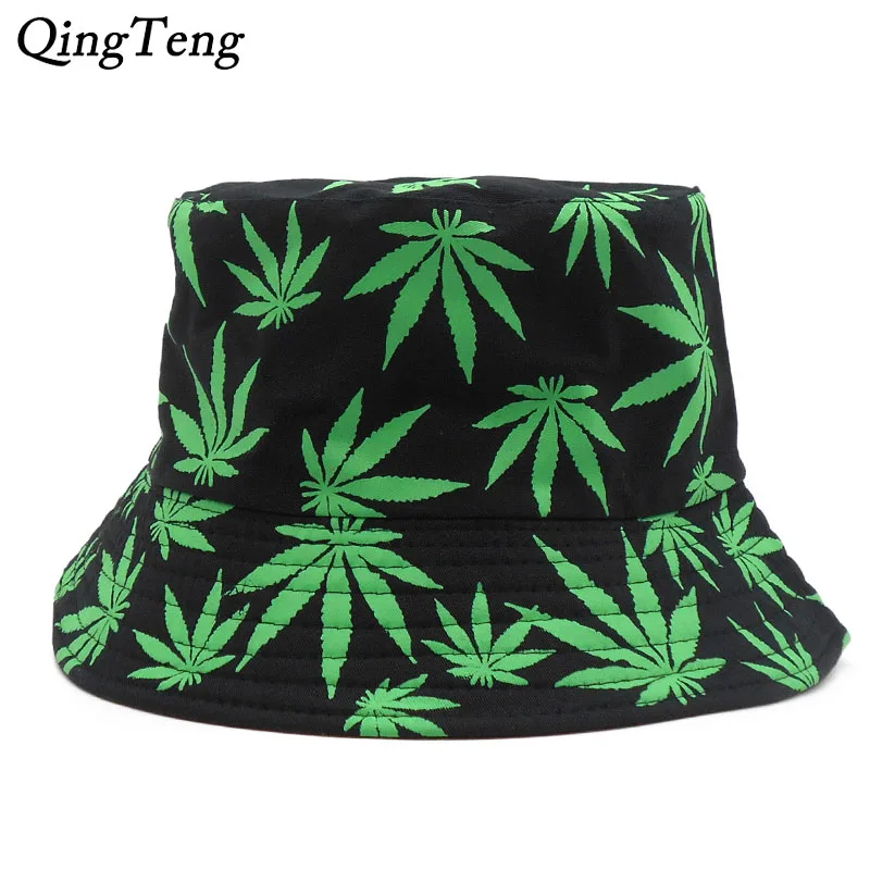 Weed Bucket Hat Men 2016 New Fashion Adults Print Cap Foldable Cotton