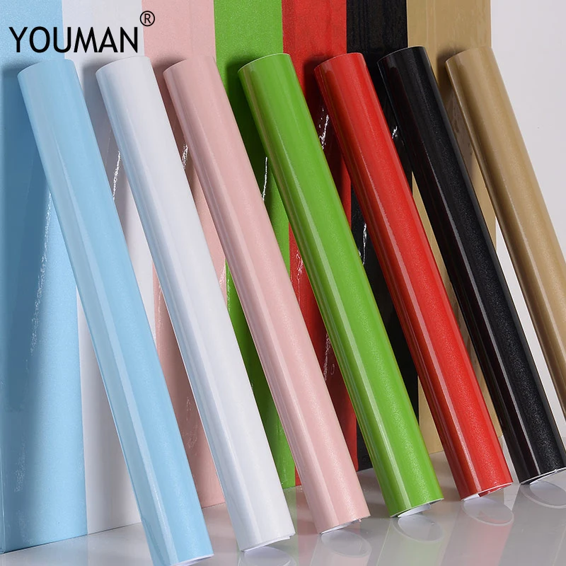 خلفيات Youman الفينيل ملصقات الذاتي لاصق لفات 3 M/5 M/10 M الحديثة متعددة اللون مطبخ مجلس الوزراء PVC للمطبخ تجديد