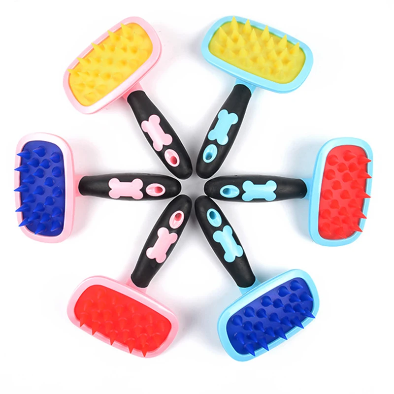 Silica Gel Material Dog Cat Brush Comb Gentle Bathing Brush Comb For