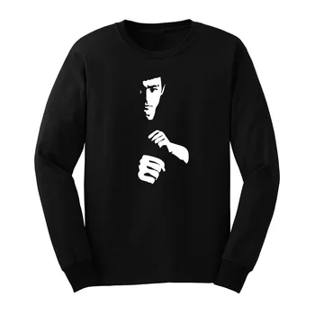 

Mens Kung Fu Bruce Boxer Judo Long Sleeve T-Shirts Men Tee