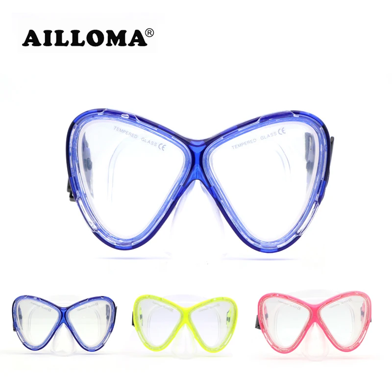 AILLOMA Silikonové nové podvodní potápěčské anti-mlhy potápěčské brýle Maska plavecké brýle Vodotěsné potápěčské vybavení brýle