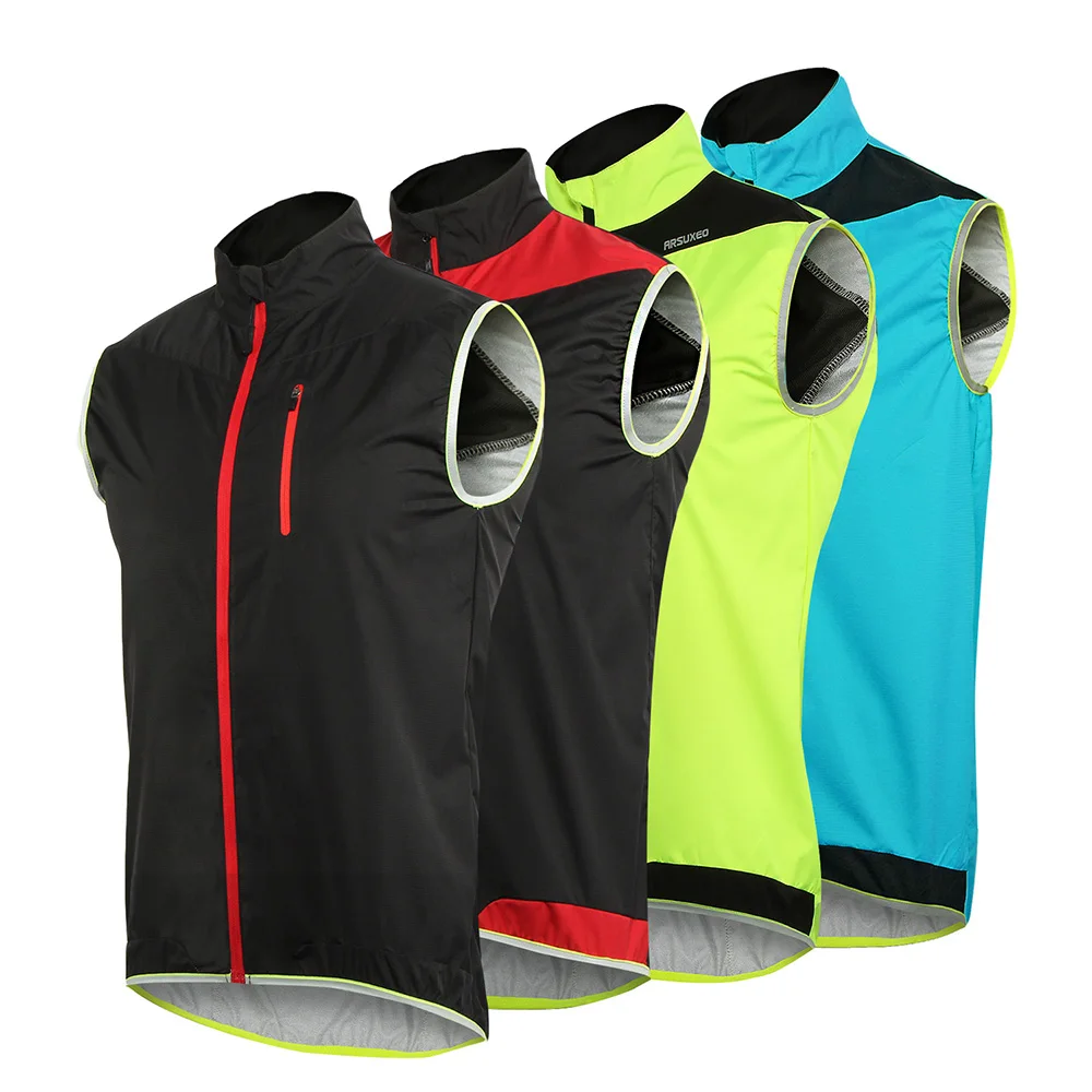 

ARSUXEO Men Sleeveless bike Vest MTB Breathable Windproof Waterproof Clothing Sleeveless Cycling Jacket for Men