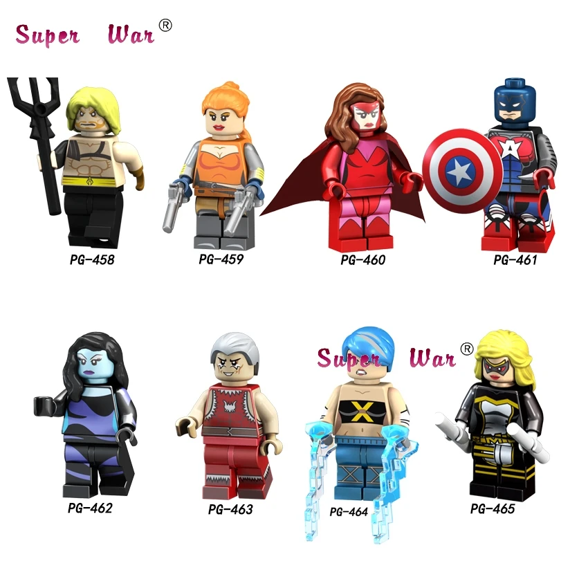 

Single Super Hero Elsa Bloodstone Aquaman Scarlet Witch Captain America inque snowflame building block toys for children