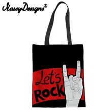 NOISYDESIGNS рок жесты печатные многоразовые Холст сумки для Для женщин мультфильм складной Recycle тотализатор Coth большой handbags2018