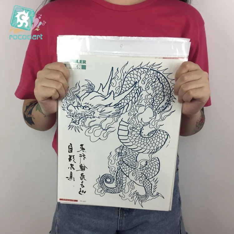 

1 Sheet Big Large Full Back Chest Tattoo Sticker Blue Dragon Body Art Temporary Waterproof For Men Sexy Tattoo