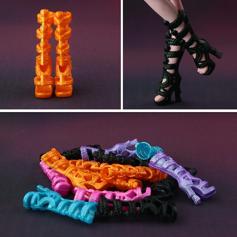 Doll Shoes 5 Pair / lot Mixed Colors Leaves Design Shoes For Monster High Doll Gift for Girl