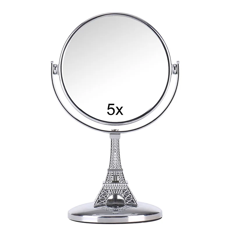 3 Inch Mini Desk Top Eiffel Tower Makeup Mirror Double Side 5X