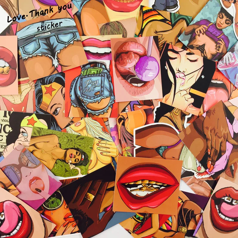 47 قطع التصميم المبتذلة pvc ماء ندف مثير الجمال بنات ملصقات لل محمول النارية سكيت الأمتعة لعبة ملصقا صائق