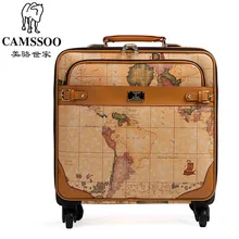 New fashion!Female/male vintage world map travel luggage bags sets,16 20 22 24inches retro trolley luggage on universal wheel
